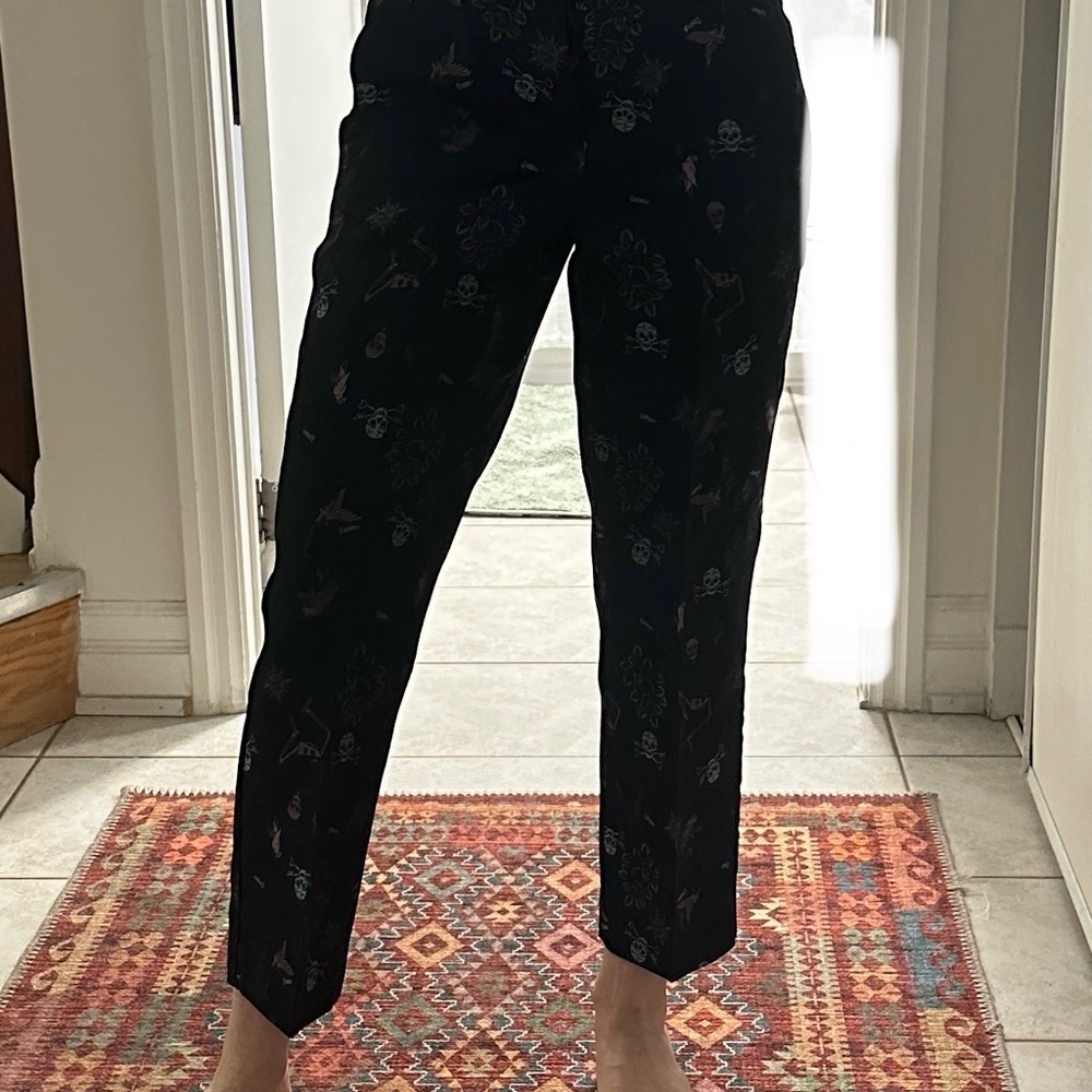 Navy Patterned Pants - Picture 7 of 8